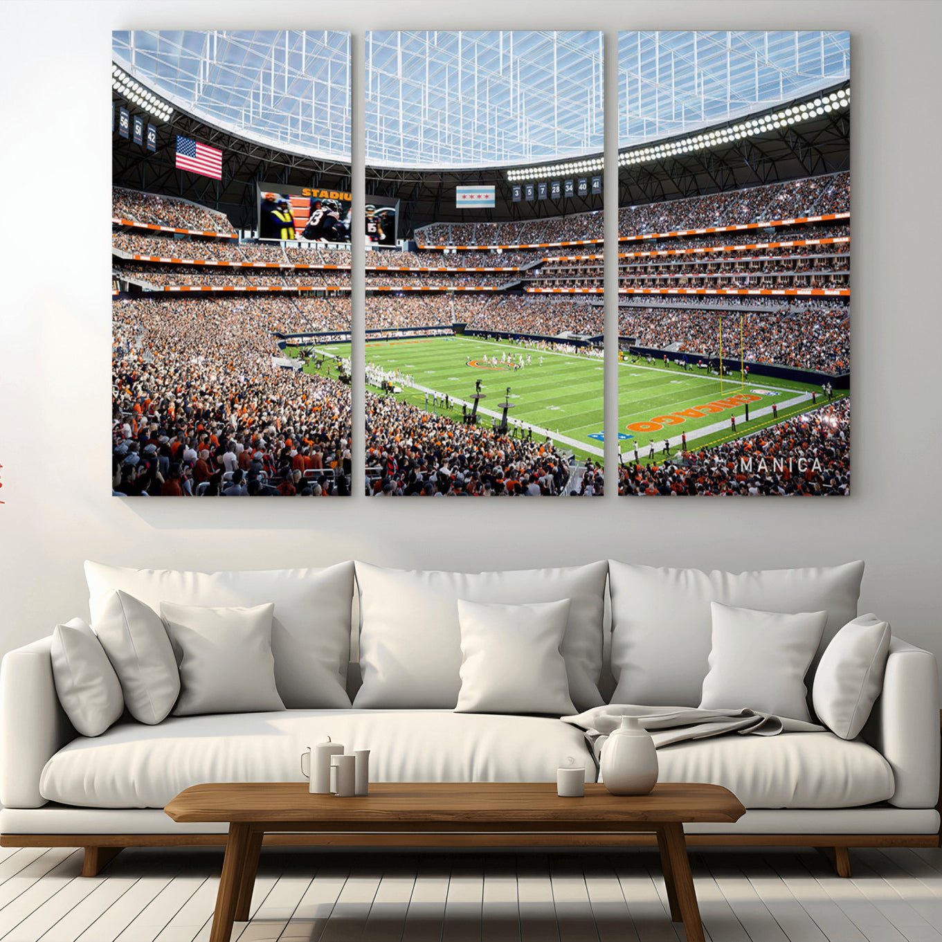 -Chicago Bears Soldiers Field Wall Art Canvas Print – Framed Football Stadium Artwork for Home, Office, Living Room
