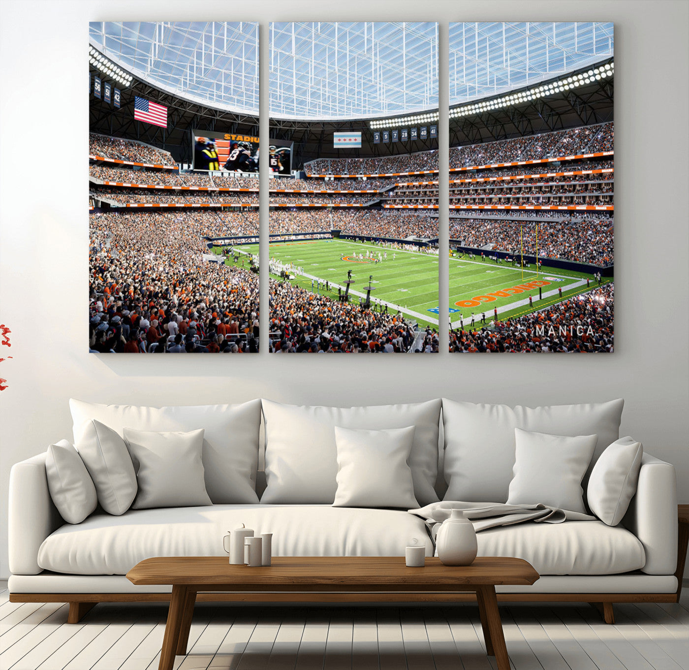 32530647-MGV-CV-36X24-Chicago Bears Soldiers Field Wall Art Canvas Print – Framed Football Stadium Artwork for Home, Office, Living Room
