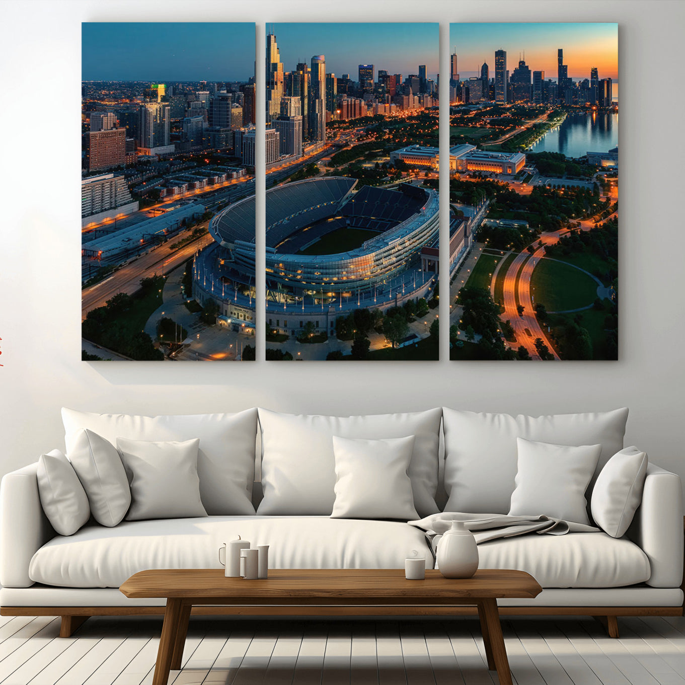 -Chicago Bears Soldiers Field Wall Art Canvas Print – Framed Football Stadium Artwork for Home, Office, Living Room