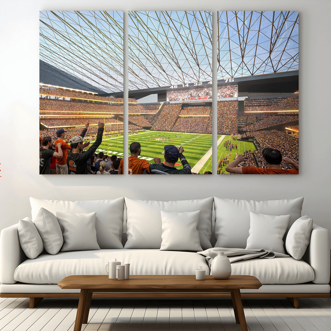 -Cleveland Browns Stadium Wall Art Canvas Print – Framed NFL Football Arena Artwork for Home, Office, Living Room