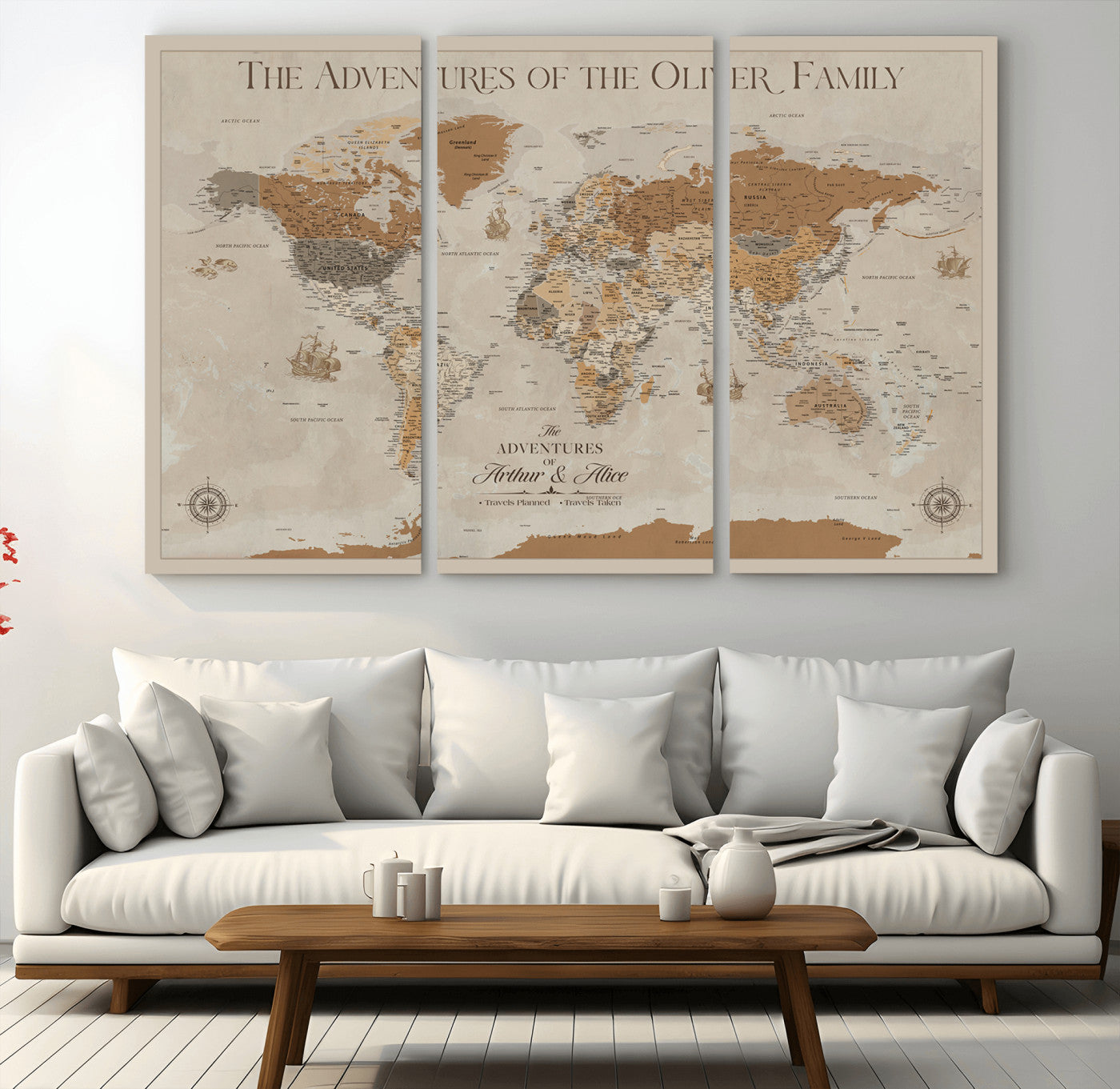-Personalized Push Pin World Map Canvas – Custom Framed Travel Tracker Wall Art, Large Adventure Map with Pins for Home, Office