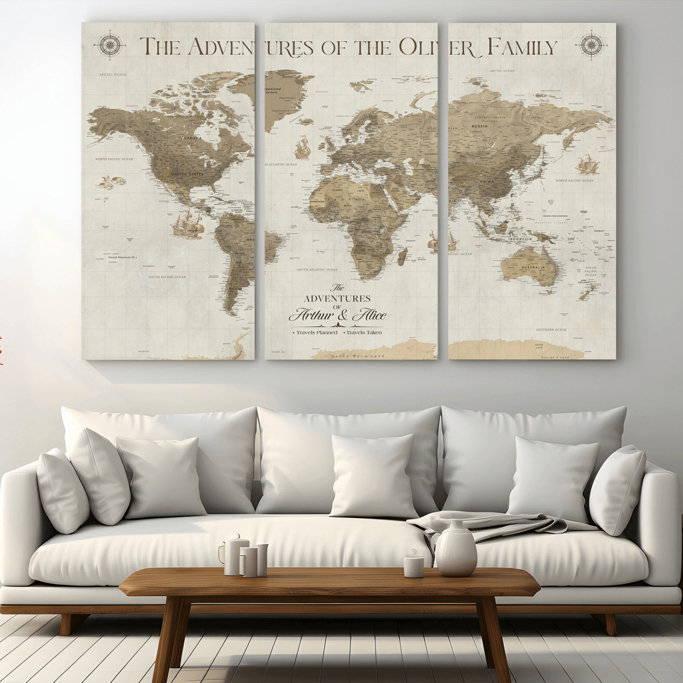 -Personalized Push Pin World Map Canvas – Custom Framed Travel Tracker Wall Art, Large Adventure Map with Pins for Home, Office