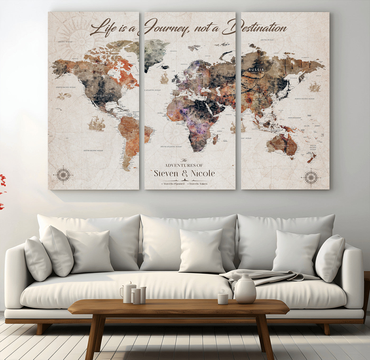 -Personalized Push Pin World Map Canvas – Custom Framed Travel Tracker Wall Art, Large Adventure Map with Pins for Home, Office