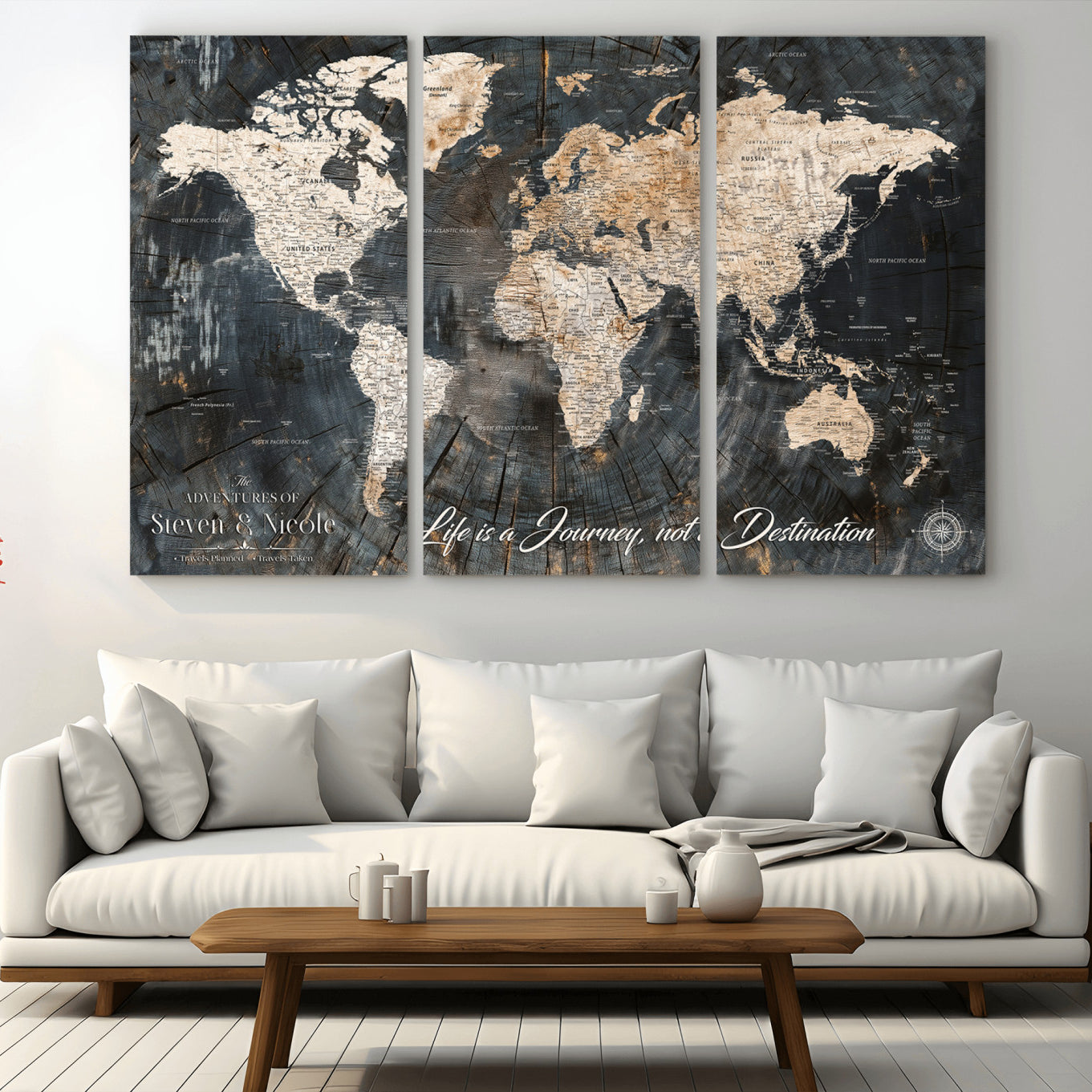 -Personalized Framed Travel Tracker Map – Custom World Canvas Wall Art with Push Pins, Perfect for Home or Office Decor