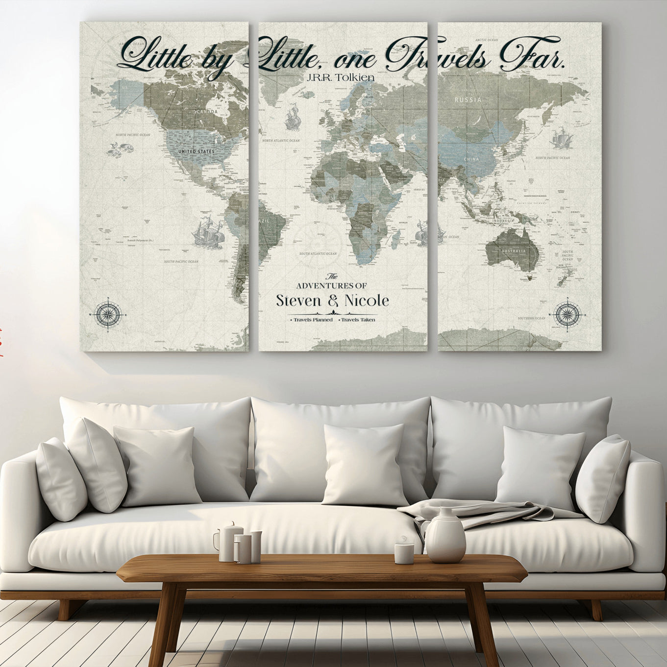 -Personalized Push Pin World Map Canvas – Custom Framed Travel Tracker Wall Art, Large Adventure Map with Pins for Home, Office