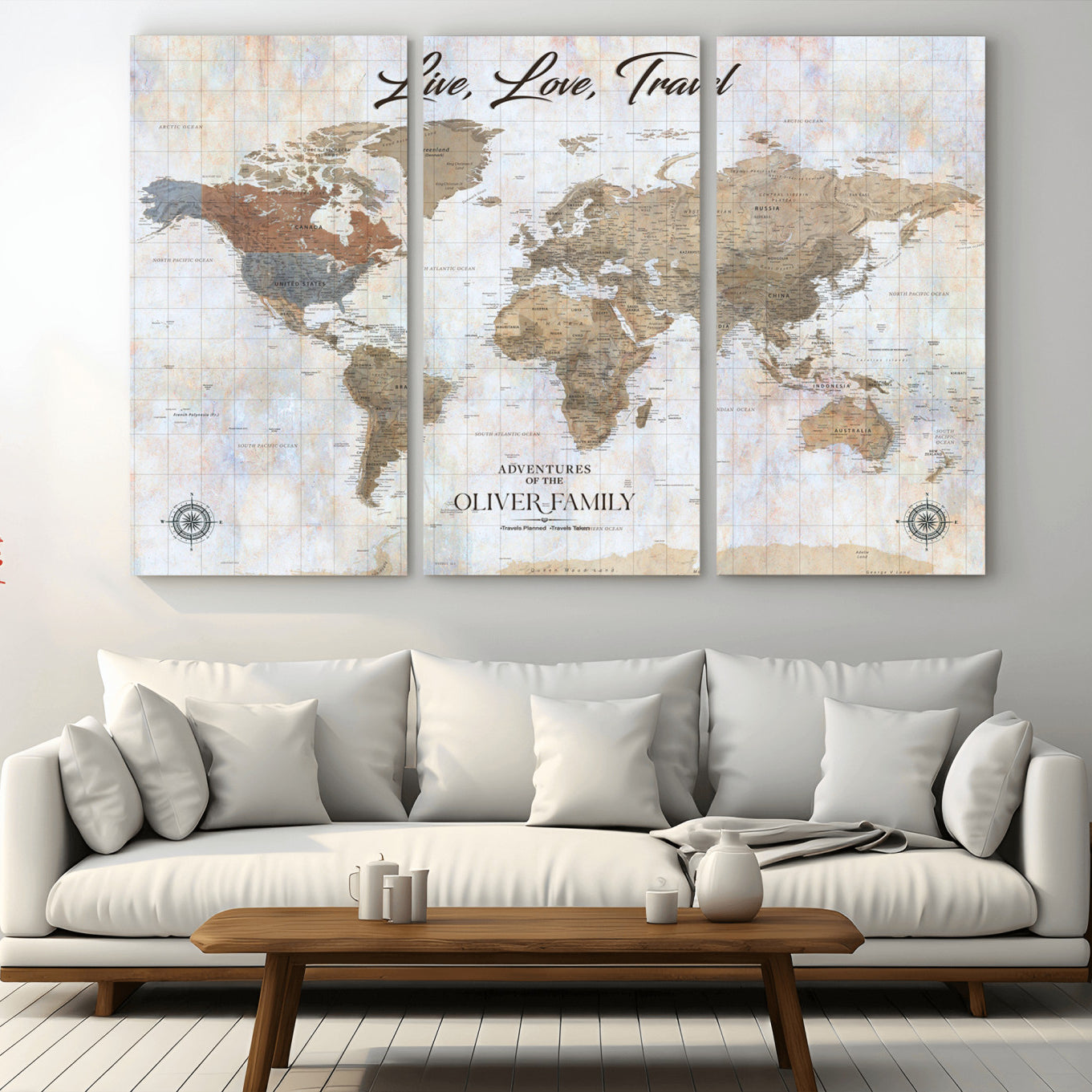 -Personalized Push Pin World Map Canvas – Custom Framed Travel Tracker Wall Art, Large Adventure Map with Pins for Home, Office