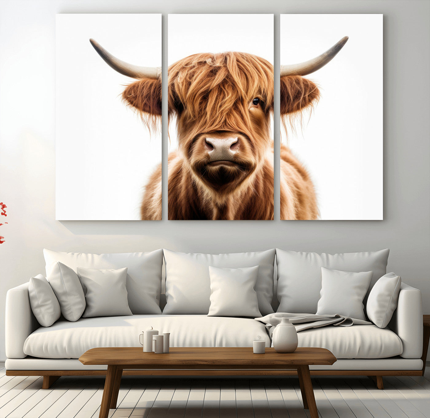 -Scottish Highland Cow Canvas Print, Framed Highland Cow Canvas Home Decor