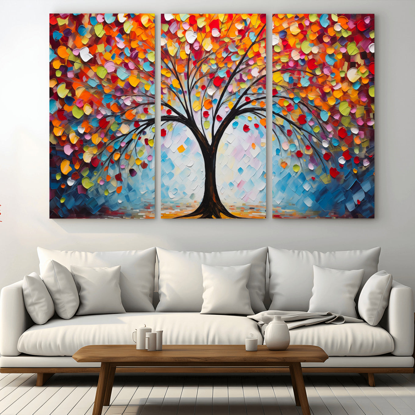 HS2447-MGV-CV-36X24-Vibrant Tree of Life Canvas Wall Art – Colorful Abstract Nature in Modern Decor - Ready to Hang
