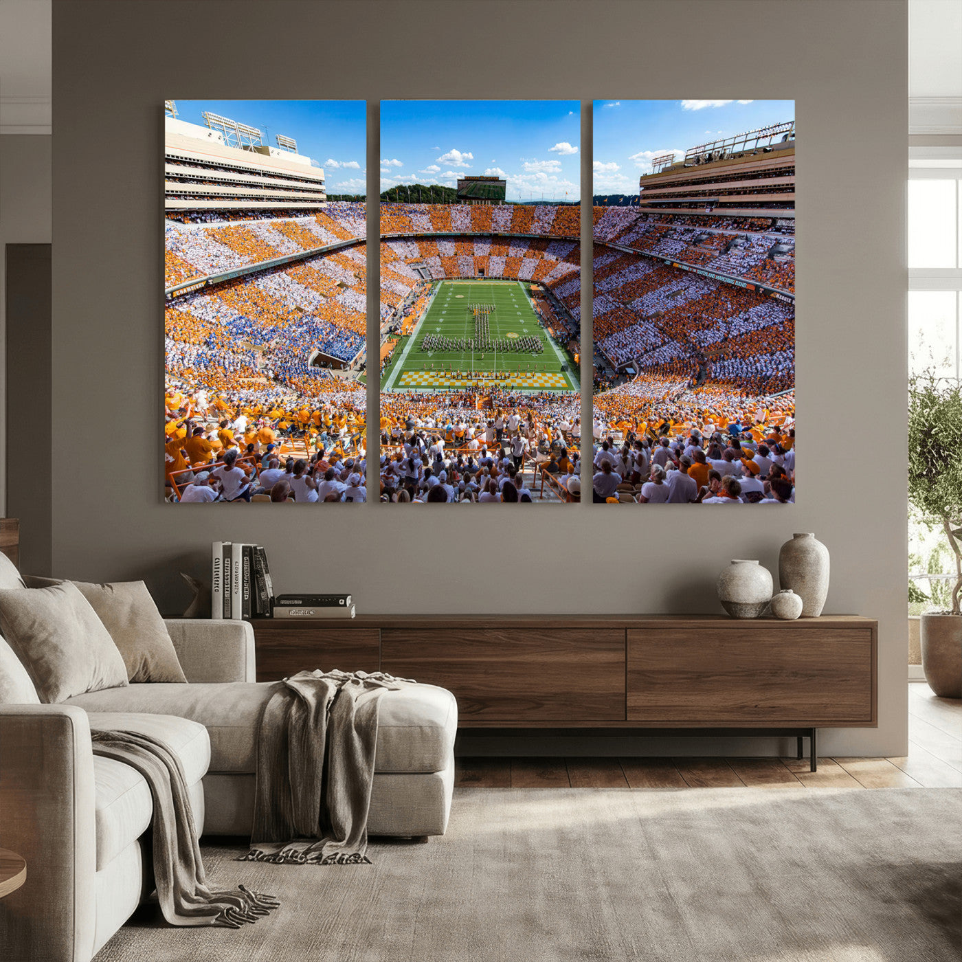 77097951-MGV-CV-36X24 - Tennessee Neyland Stadium Wall Art, Sports Arena Canvas Print, Panoramic Stadium Canvas Artwork for Home, Office