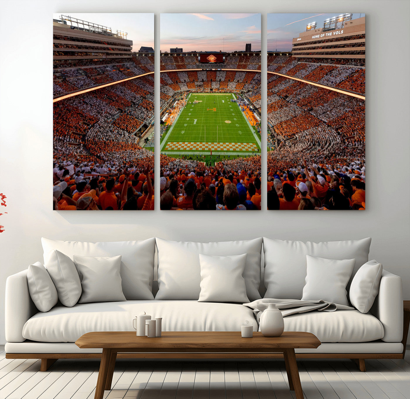 37160229-MGV-CV-48X32-3P-Tennessee Neyland Stadium Wall Art, Sports Arena Canvas Print, Panoramic Stadium Canvas Artwork for Home, Office