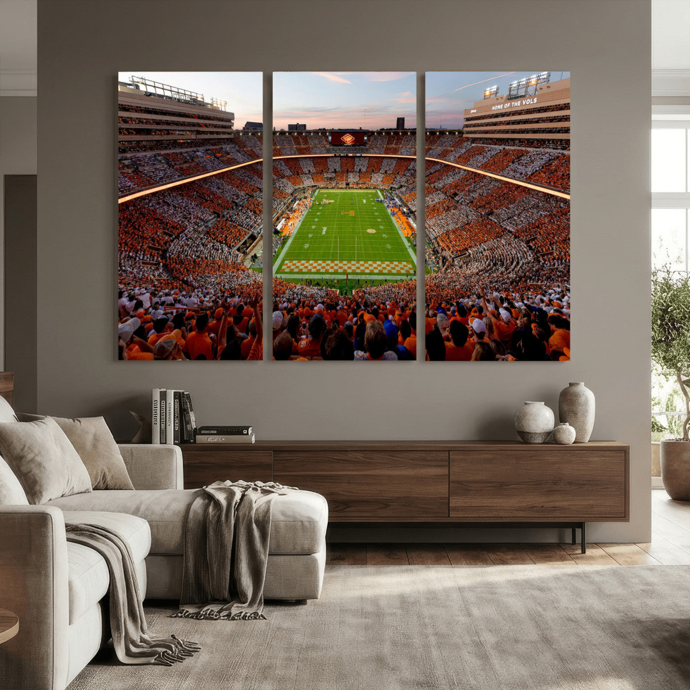 37160229-MGV-CV-36X24 - Tennessee Neyland Stadium Wall Art, Sports Arena Canvas Print, Panoramic Stadium Canvas Artwork for Home, Office
