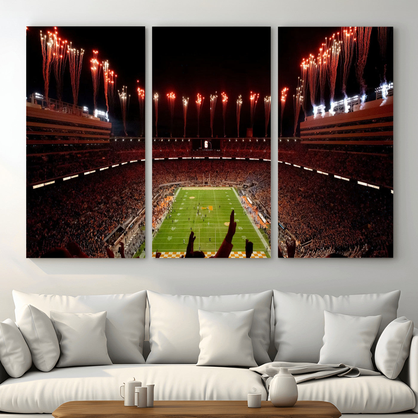 73358115-MGV-CV-48X32-3P - Tennessee Neyland Stadium Wall Art, Sports Arena Canvas Print, Panoramic Stadium Canvas Artwork for Home, Office