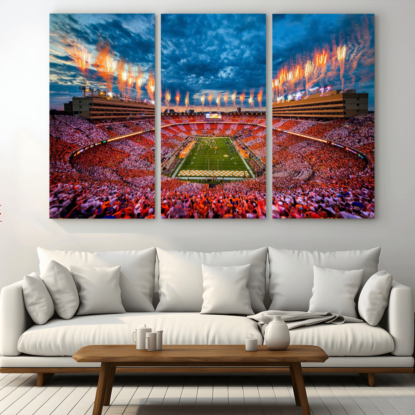 MGV-CV-48X32-3P - Tennessee Neyland Stadium Wall Art Print, Sports Arena Canvas Wall Art, Panoramic Stadium Canvas