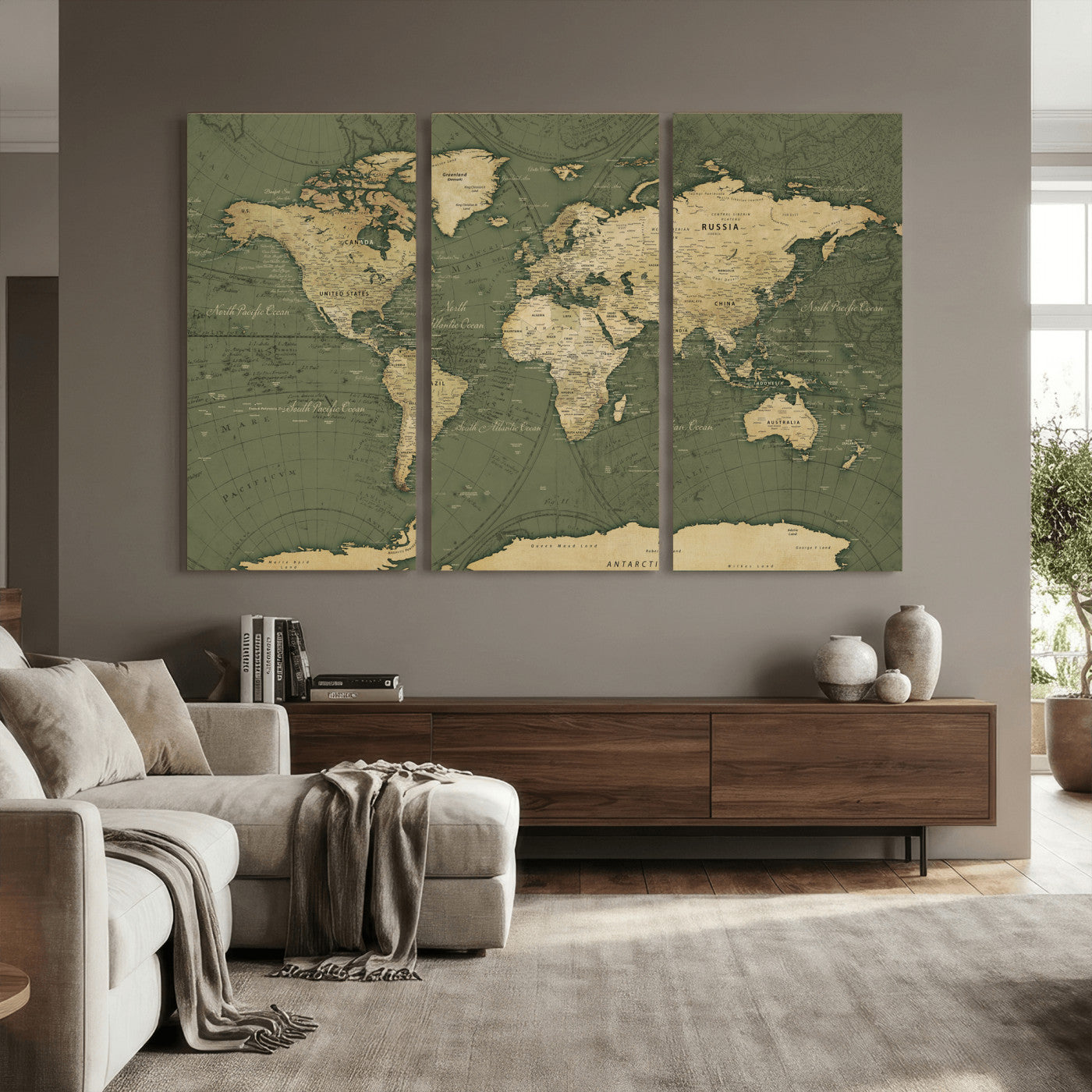 75846040-MGV-CV-36X24 - World Map Wall Art Canvas Print, Modern Decorative Framed Map Artwork Prints for Living Room, Office, Bedroom Wall Decor