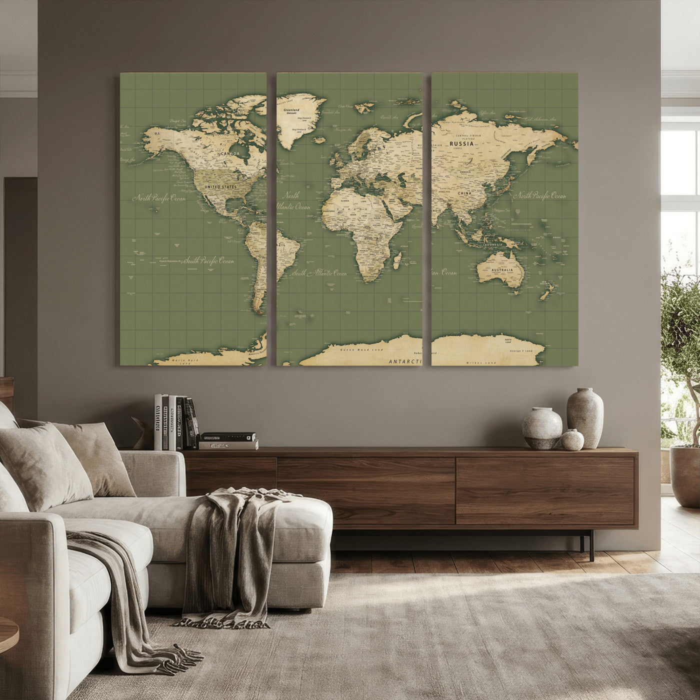 13750241-MGV-CV-36X24 - World Map Wall Art Canvas Print, Modern Decorative Framed Map Artwork Prints for Living Room, Office, Bedroom Wall Decor