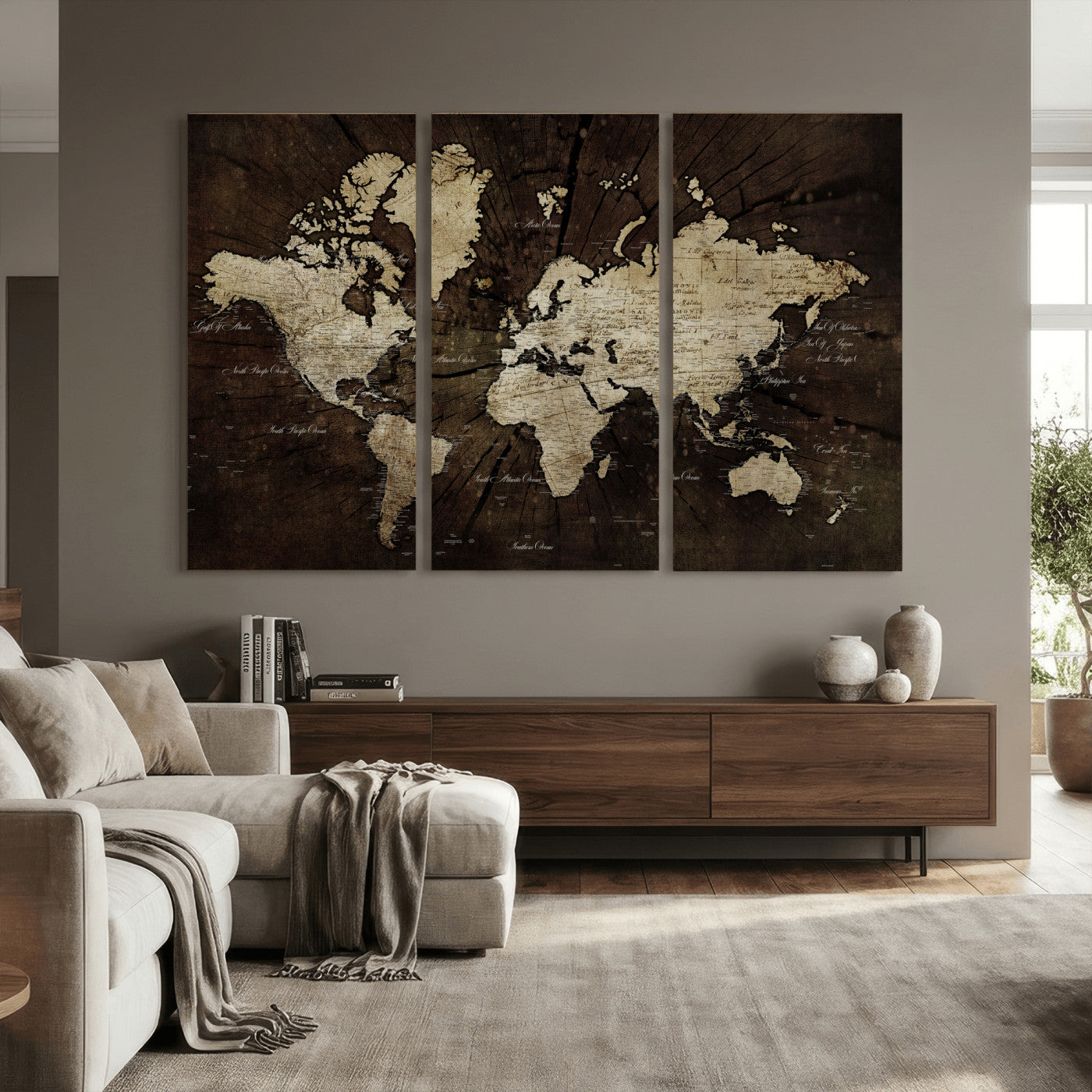 40991509-MGV-CV-36X24 - World Map Wall Art Canvas Print, Modern Decorative Framed Map Artwork Prints for Living Room, Office, Bedroom Wall Decor