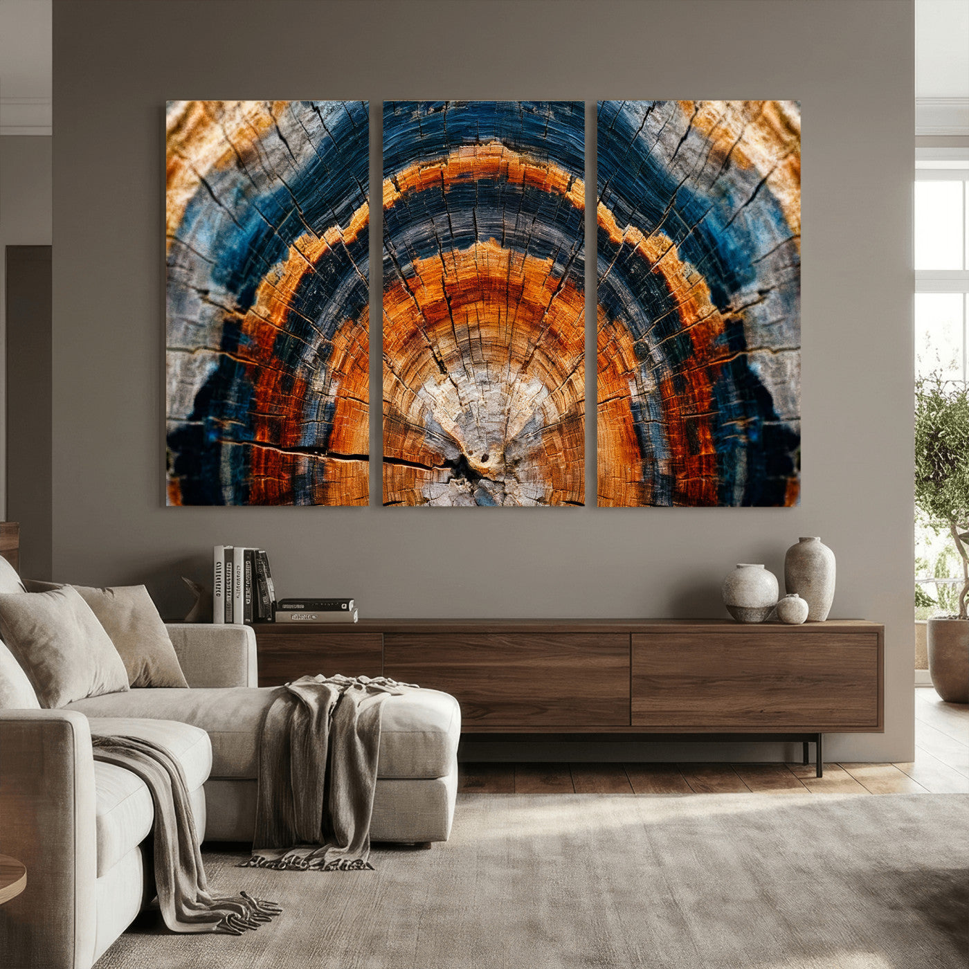 92693966N-MGV-CV-36X24 - Abstract Wood Grain Canvas Print, Tree Ring Pattern Wall Art, Framed Canvas Ready to Hang