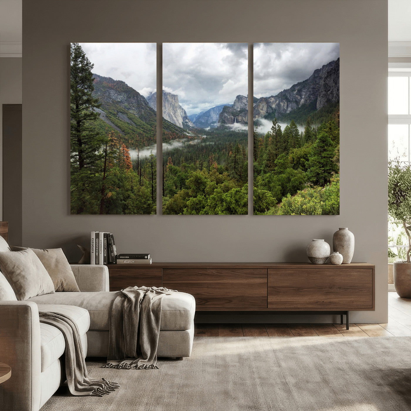 46168759-MGV-CV-36X24 - Yosemite Valley Wall Art Canvas Print, El Capitan Mountain Landscape Nature Wall Decor