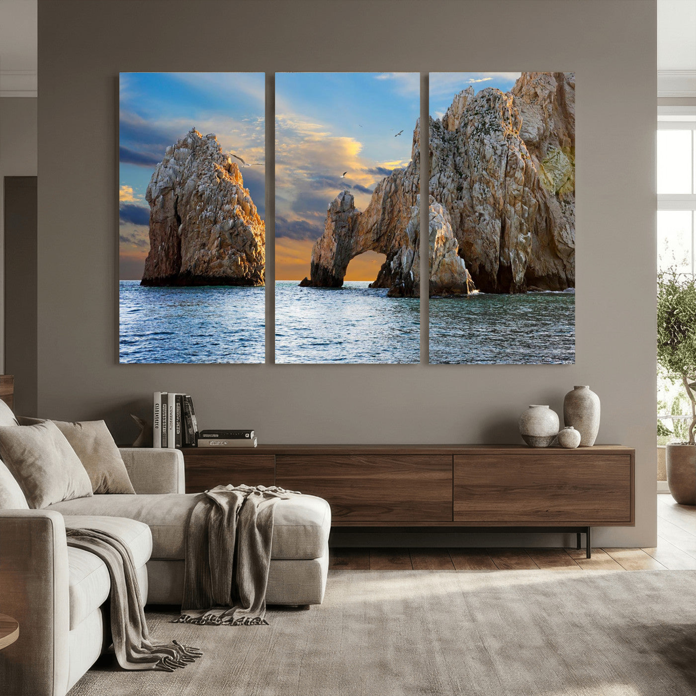 63505689-MGV-CV-36X24 - El Arco Cabo San Lucas Ocean Arch Wall Art Canvas Print, Baja California Rock Arch Seascape Canvas Print, Mexico Coastal Landmark Scenic Art Printing