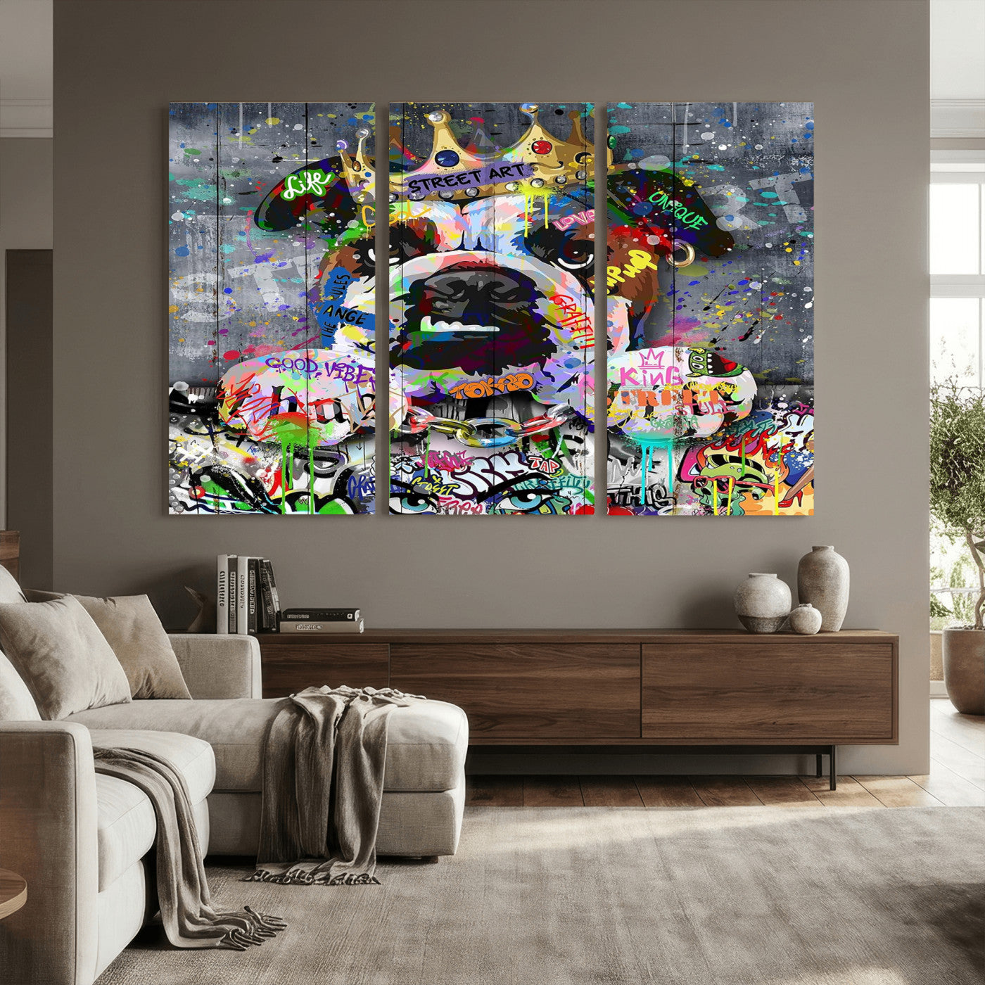 45209731-MGV-CV-36X24 - Dog Wall Decor for Teen Bedroom Decor - Graffiti Animal Canvas Wall Art for Teen Room Decor - Abstract Wall Painting Ready to Hang