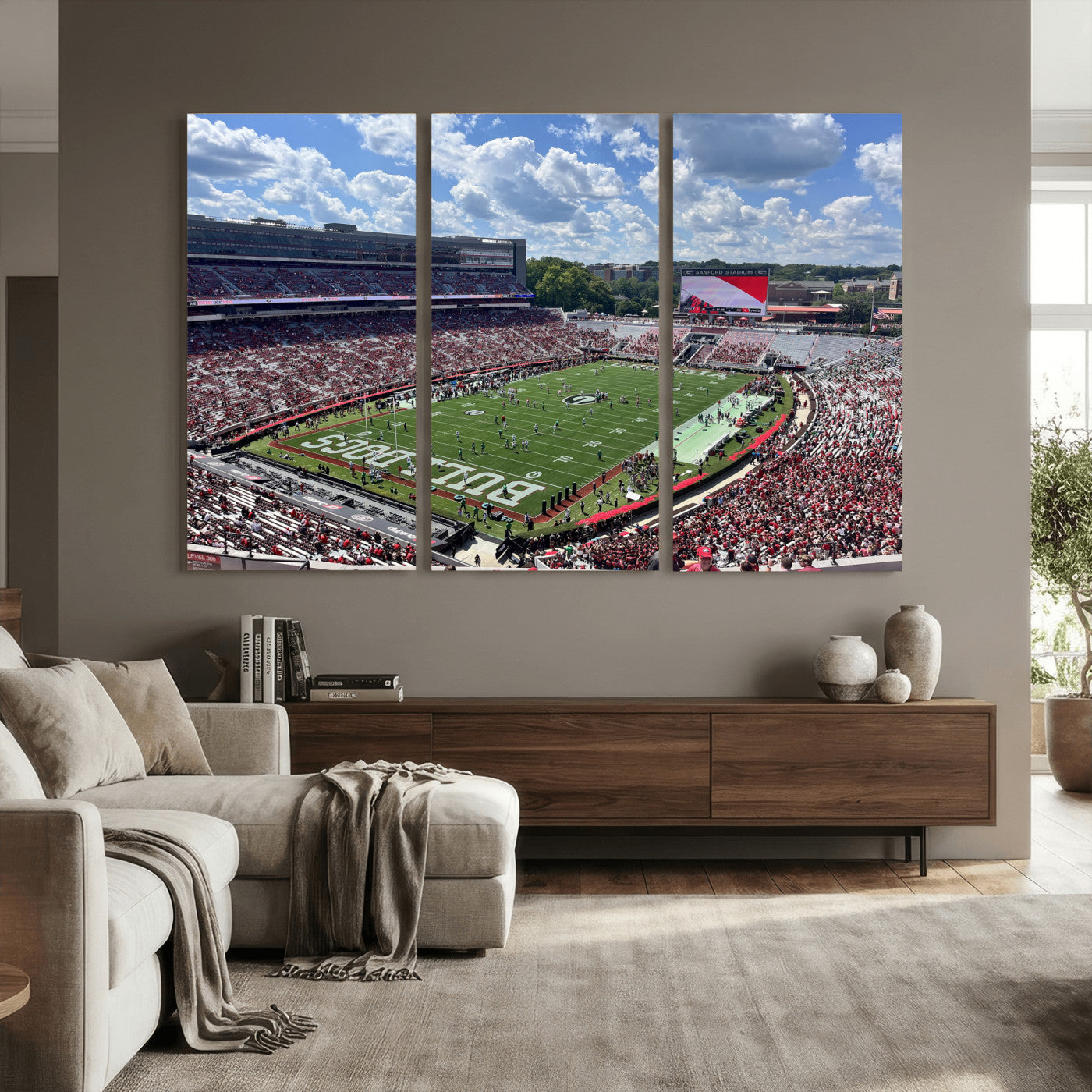 10665453-MGV-CV-36X24 - Georgia Bulldogs Stadium Wall Art Canvas Print, Sanford Stadium Football Field Panorama, College Football Game Day Wall Decor