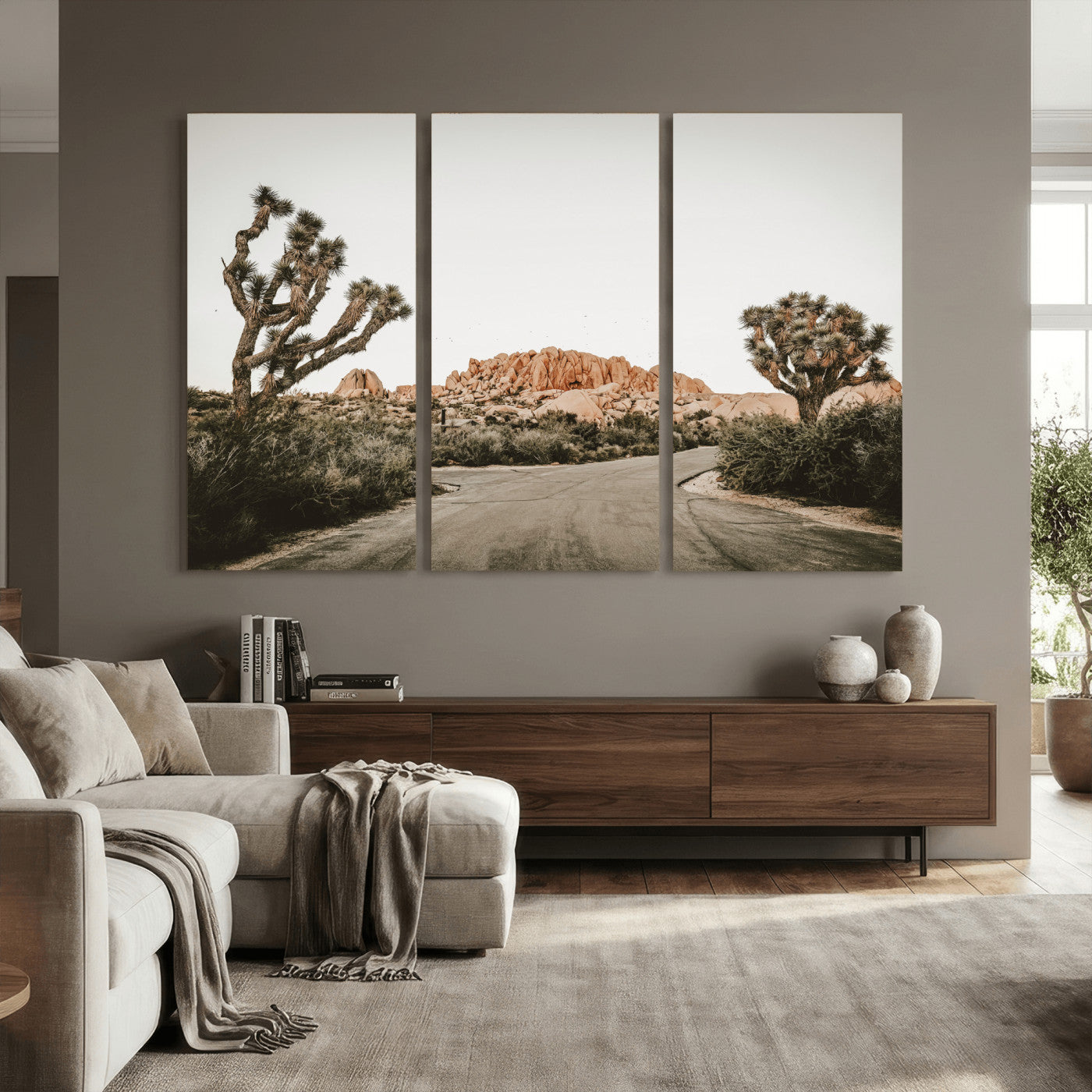 97248544-MGV-CV-36X24 - Joshua Tree Desert Wall Art Canvas Print, Minimal Southwestern Landscape Nature Wall Decor for Modern and Boho Interiors