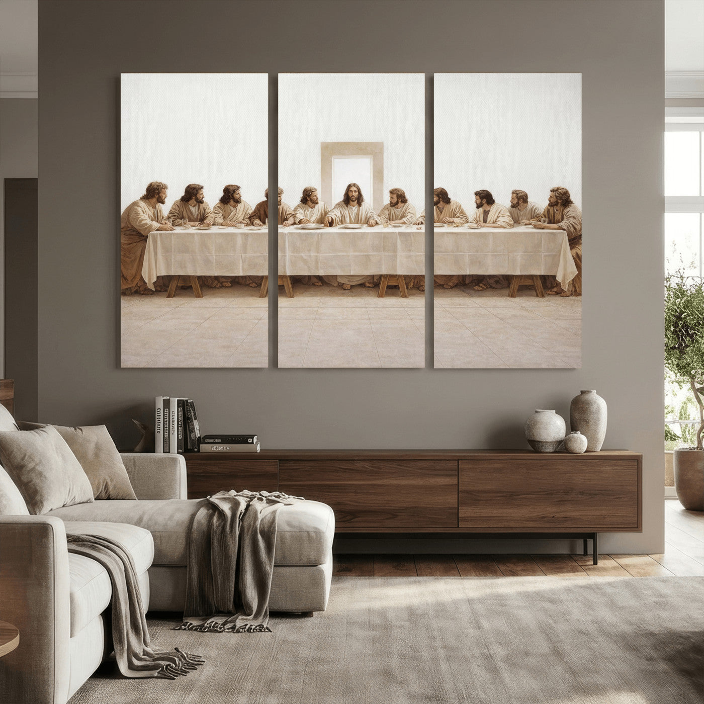76380069-MGV-CV-36X24 - The Last Supper Wall Art Canvas Print, Jesus Christ Biblical Scene Canvas Print, Christian Religious Artwork for Church Living Room Decor