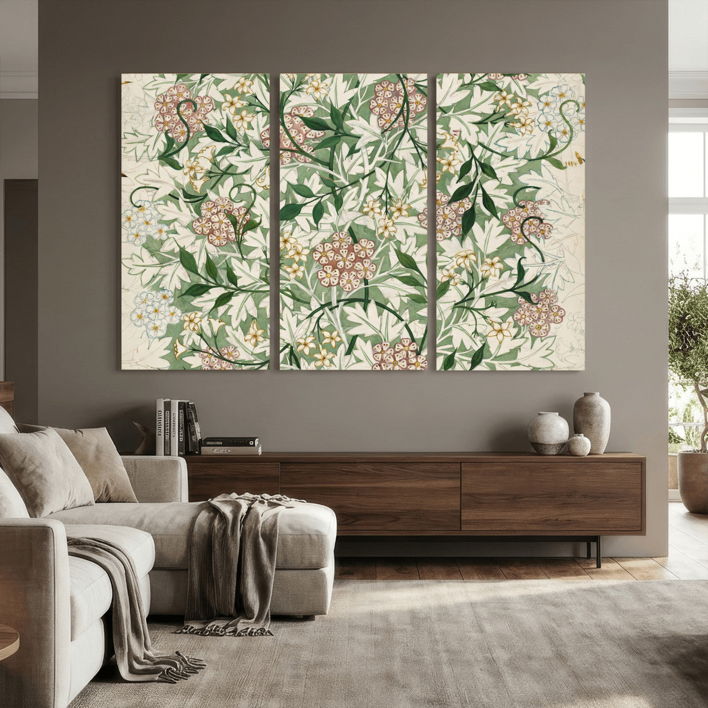 33560597-MGV-CV-36X24 - William Morris Jasmine 1872 Canvas Wall Art — Arts and Crafts Botanical Print | Vintage Green Floral Decor | Cottagecore Gift | Classic Art