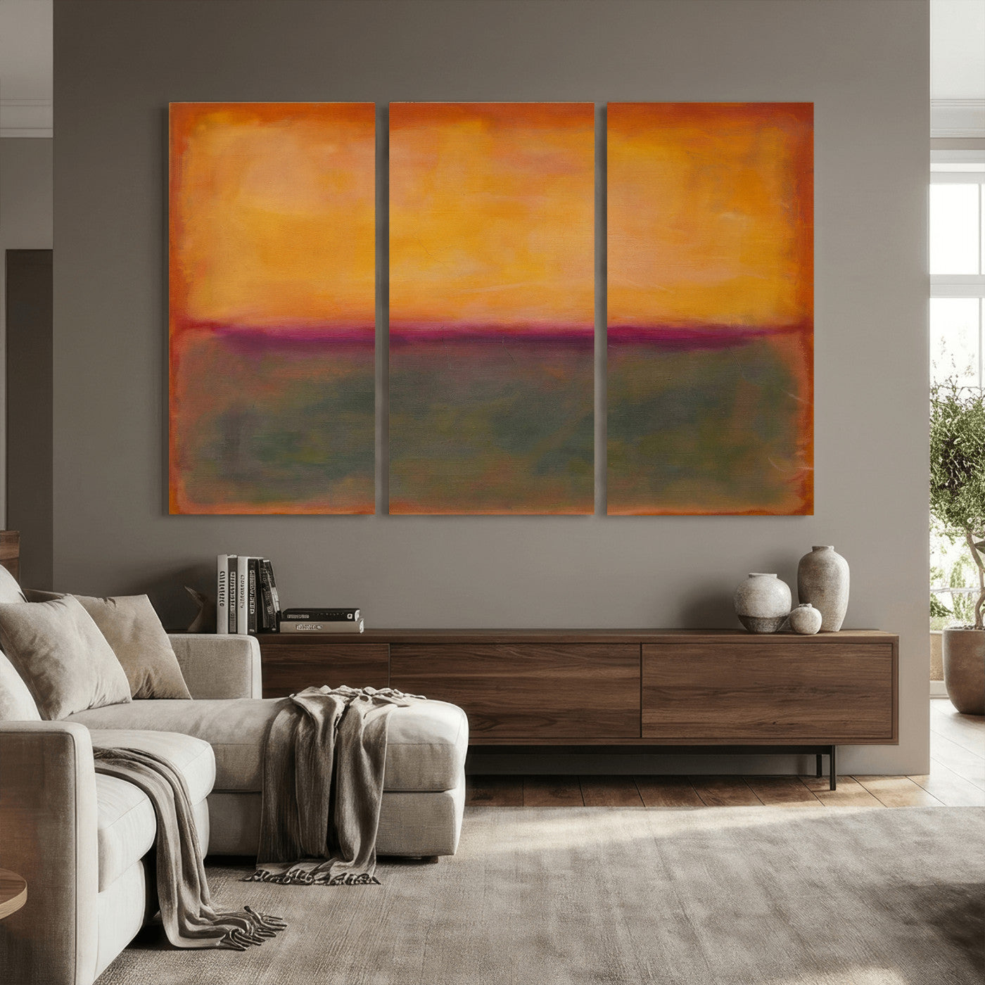 21628300-MGV-CV-36X24 - Abstract Color Field Wall Art Canvas Print, Framed Minimalist Horizon Artwork for Living Room Bedroom Office