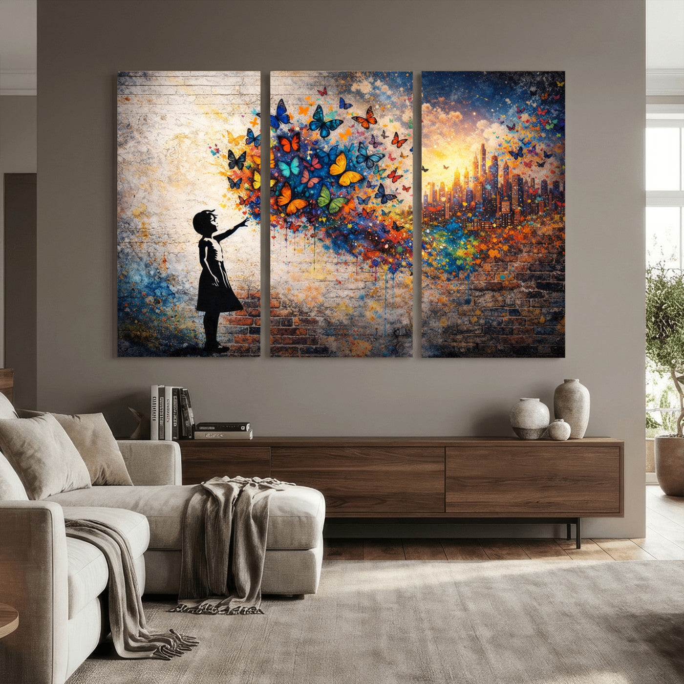 21540821-MGV-CV-36X24 - Banksy Girl Wall Art Canvas Print for Living Room Decor