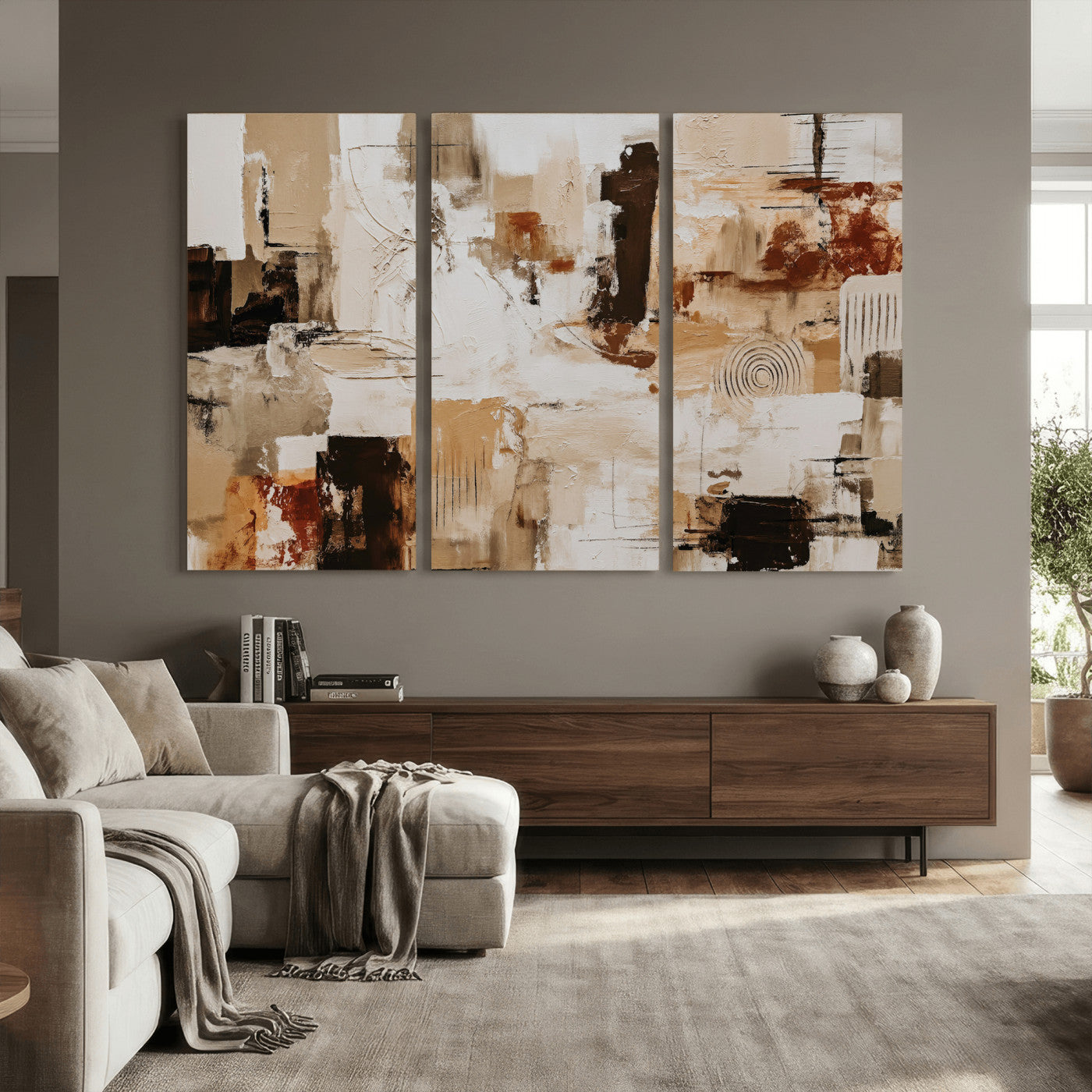 26560159-MGV-CV-36X24 - Blue Teal Abstract Canvas Wall Art, Modern Textured Painting Print, Navy Orange White Contemporary Art, Neutral Living Room Decor, Office Art