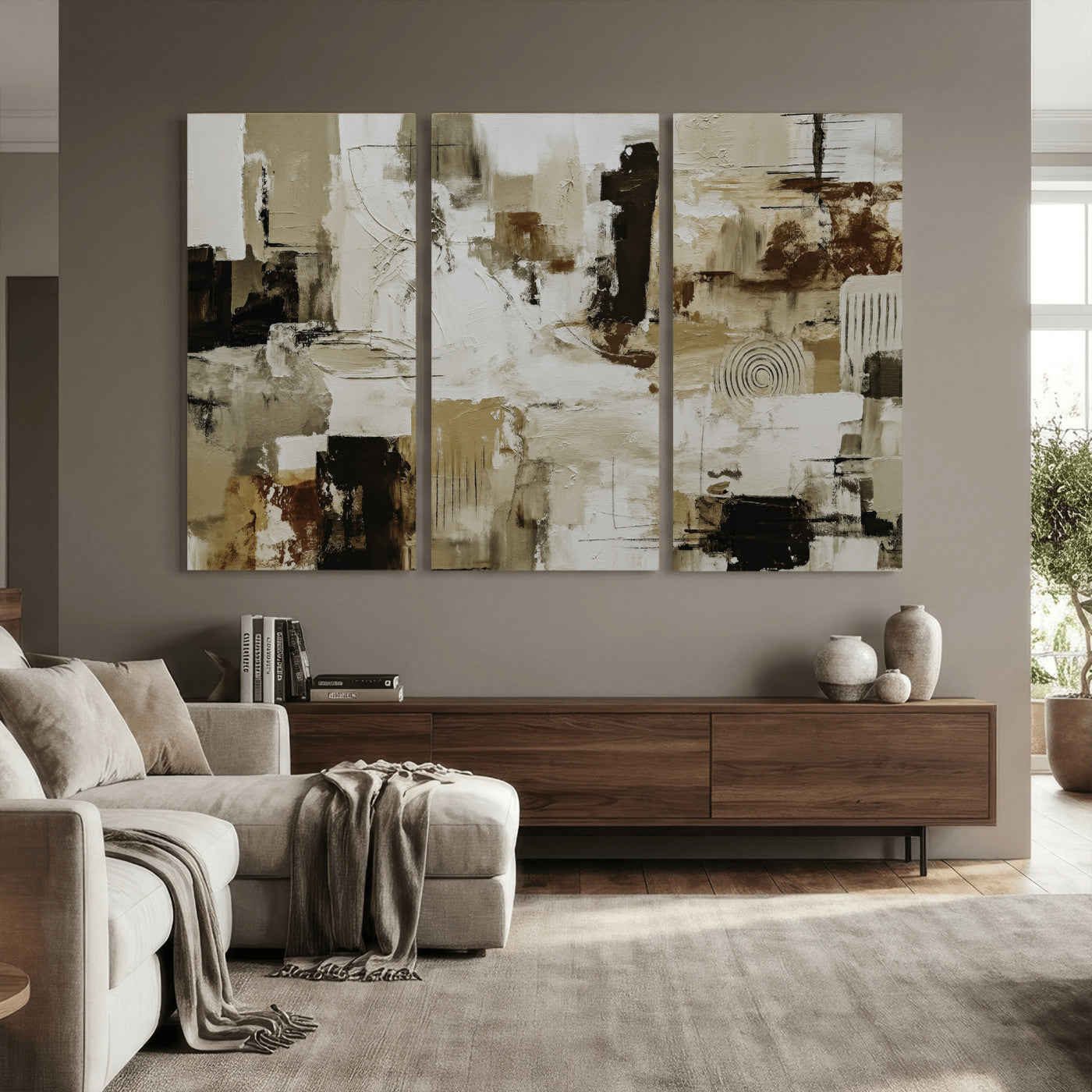 15668286-MGV-CV-36X24 - Blue Teal Abstract Canvas Wall Art, Modern Textured Painting Print, Navy Orange White Contemporary Art, Neutral Living Room Decor, Office Art