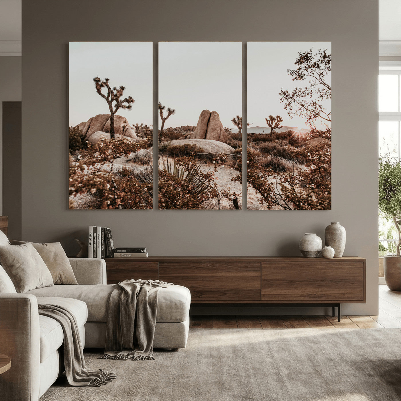 75778944-MGV-CV-36X24 - Joshua Tree Desert Canvas Wall Art Print - Desert Landscape Photography, Boho Southwest Wall Decor, Nature Canvas - Ready to Hang