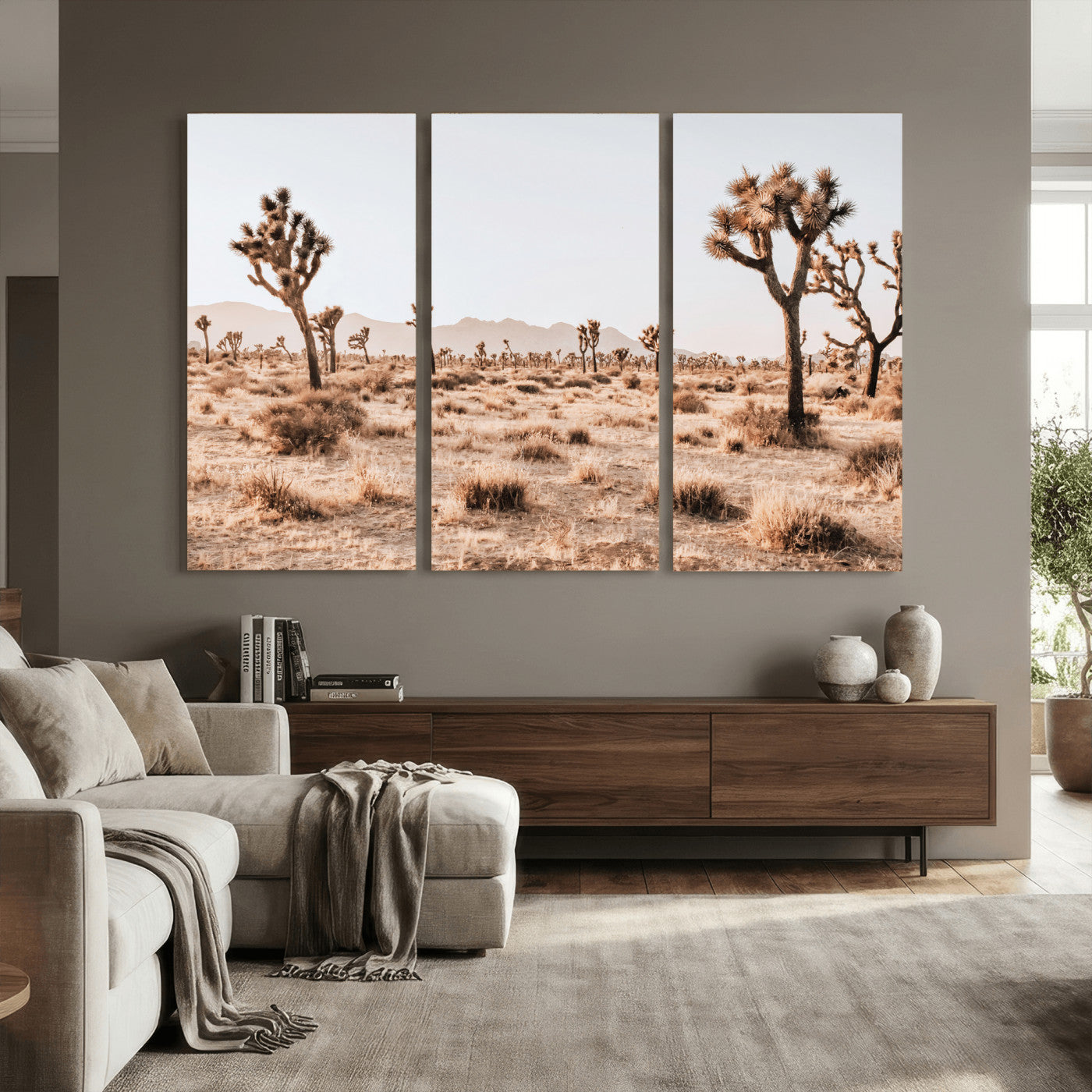 33549408-MGV-CV-36X24 - Joshua Tree Desert Canvas Wall Art Print, Desert Landscape Photography, Boho Southwest Wall Decor, Nature Canvas, Ready to Hang