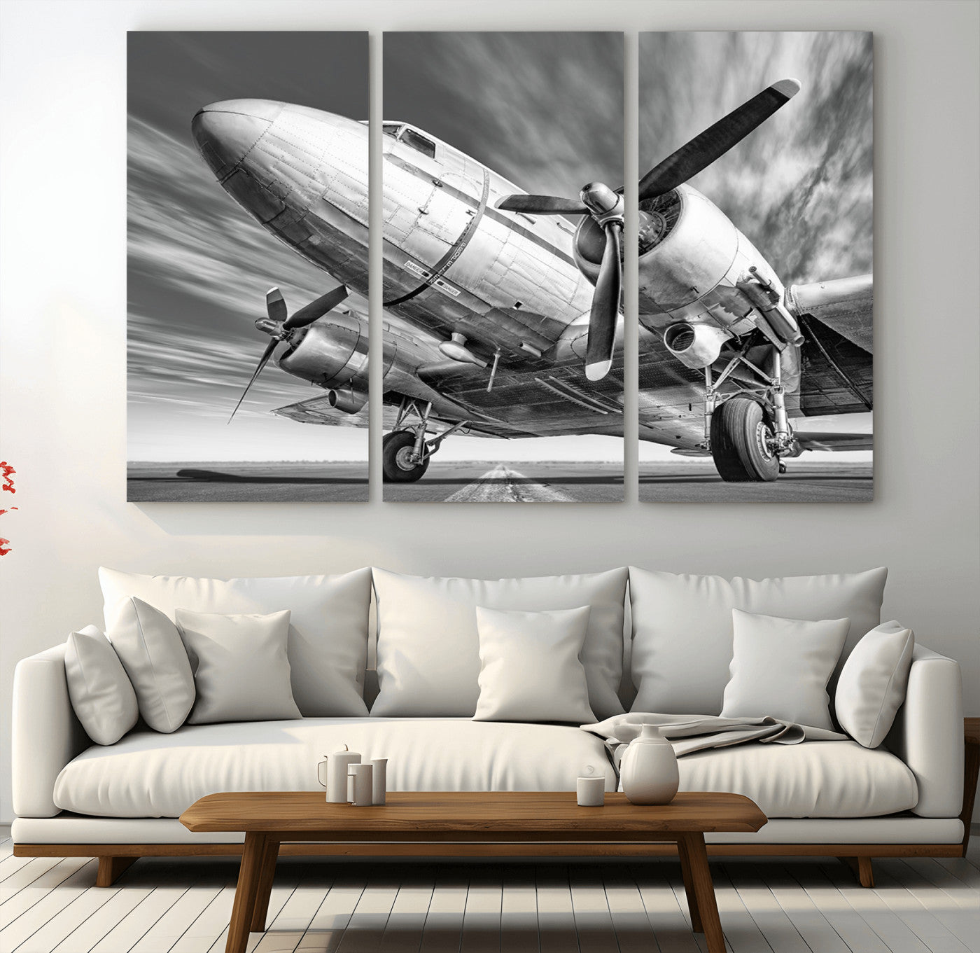 82744-MGV-CV-36X24-Vintage Airplane on Runway Canvas Print