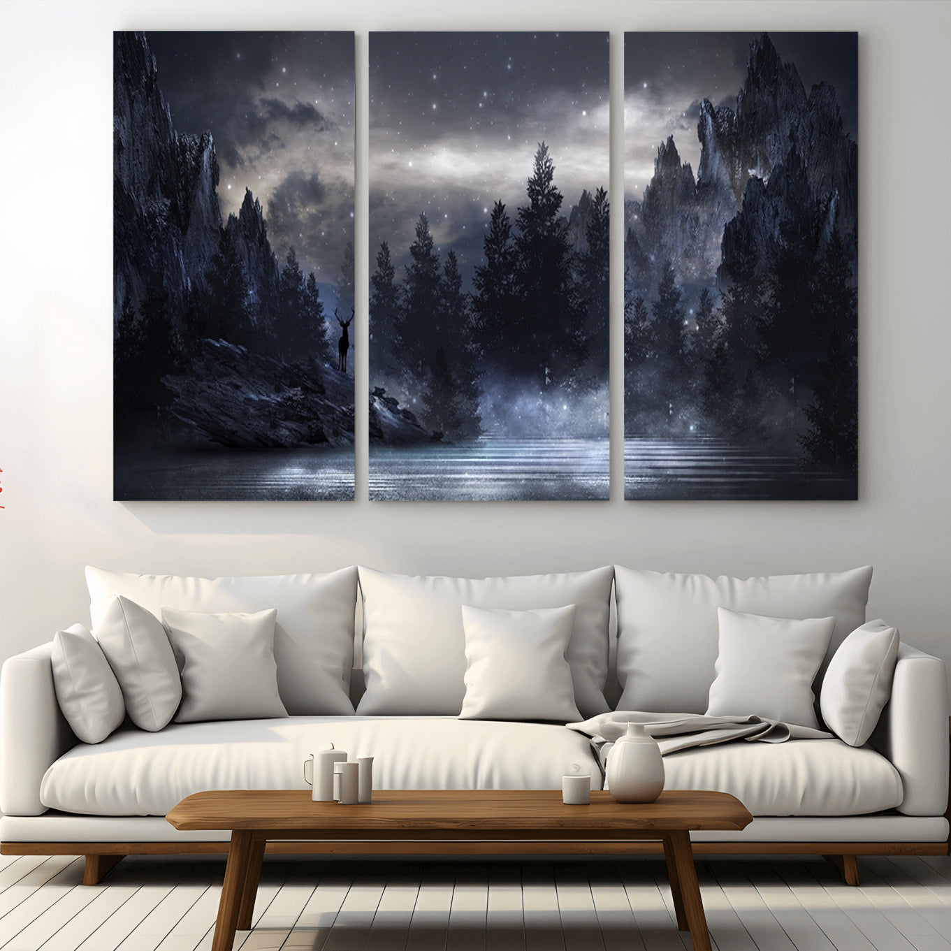 55385-MGV-CV-36X24-Night Landscape and Trees Wall Art Canvas Print