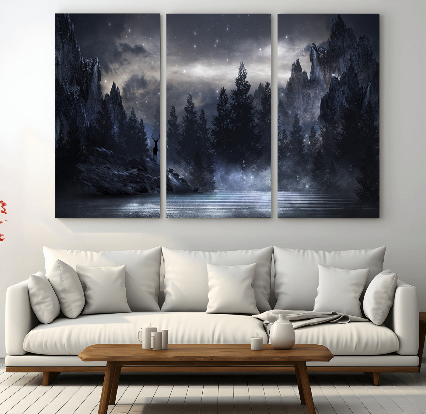 55385-MGV-CV-36X24-Night Landscape and Trees Wall Art Canvas Print