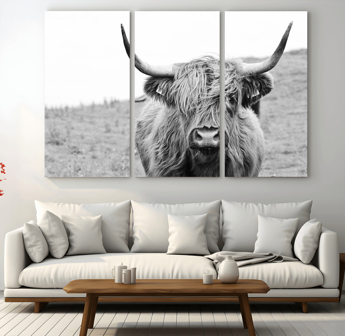 16248-MGV-CV-36X24-Newfoundland Cow Art Wall Art, Black White Cow Art Wall Art Canvas Print
