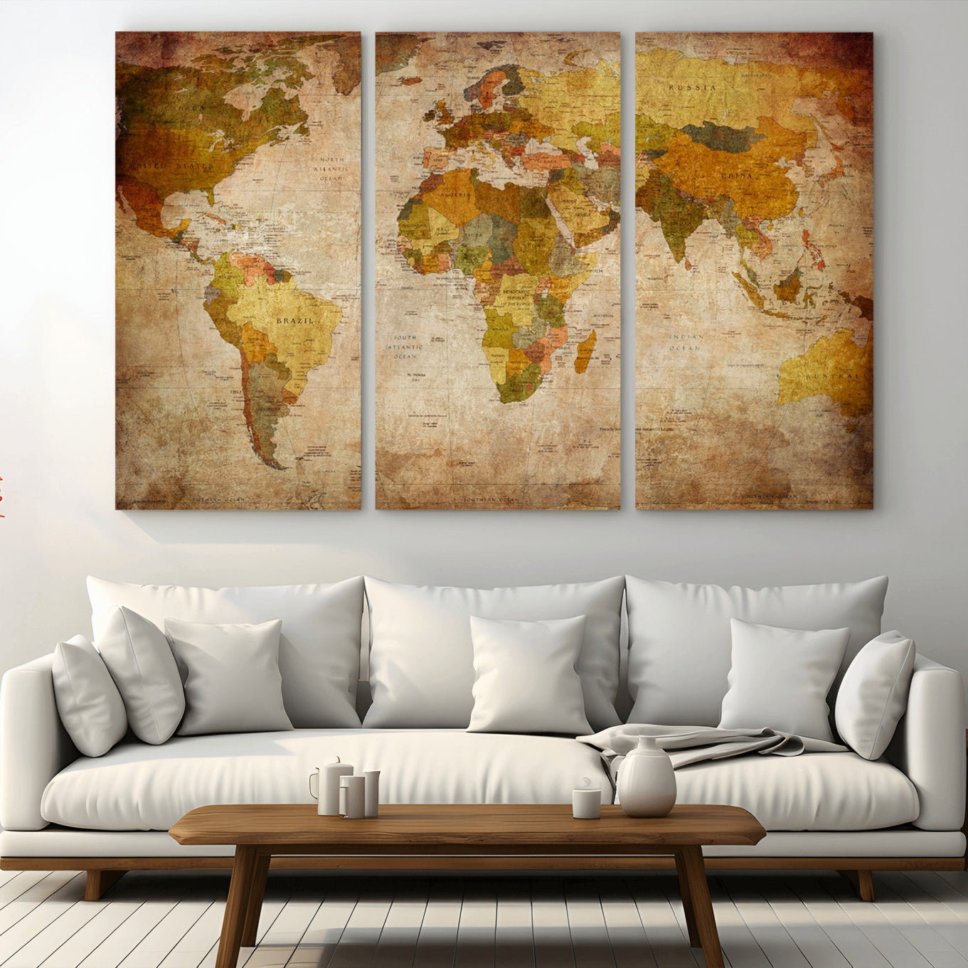 -Push Pin World Map Canvas Print – Travel Tracker Wall Art for Couples, Perfect Anniversary Gift for Home or Office Decor