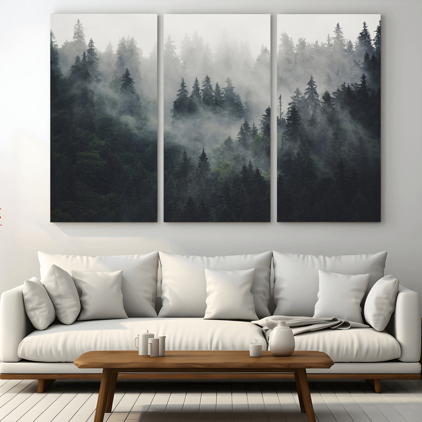 74938-MGV-CV-36X24-Nature Wall Decor - Serene Triptych Nature Print – Woodland Landscape Decor for Living Room or
