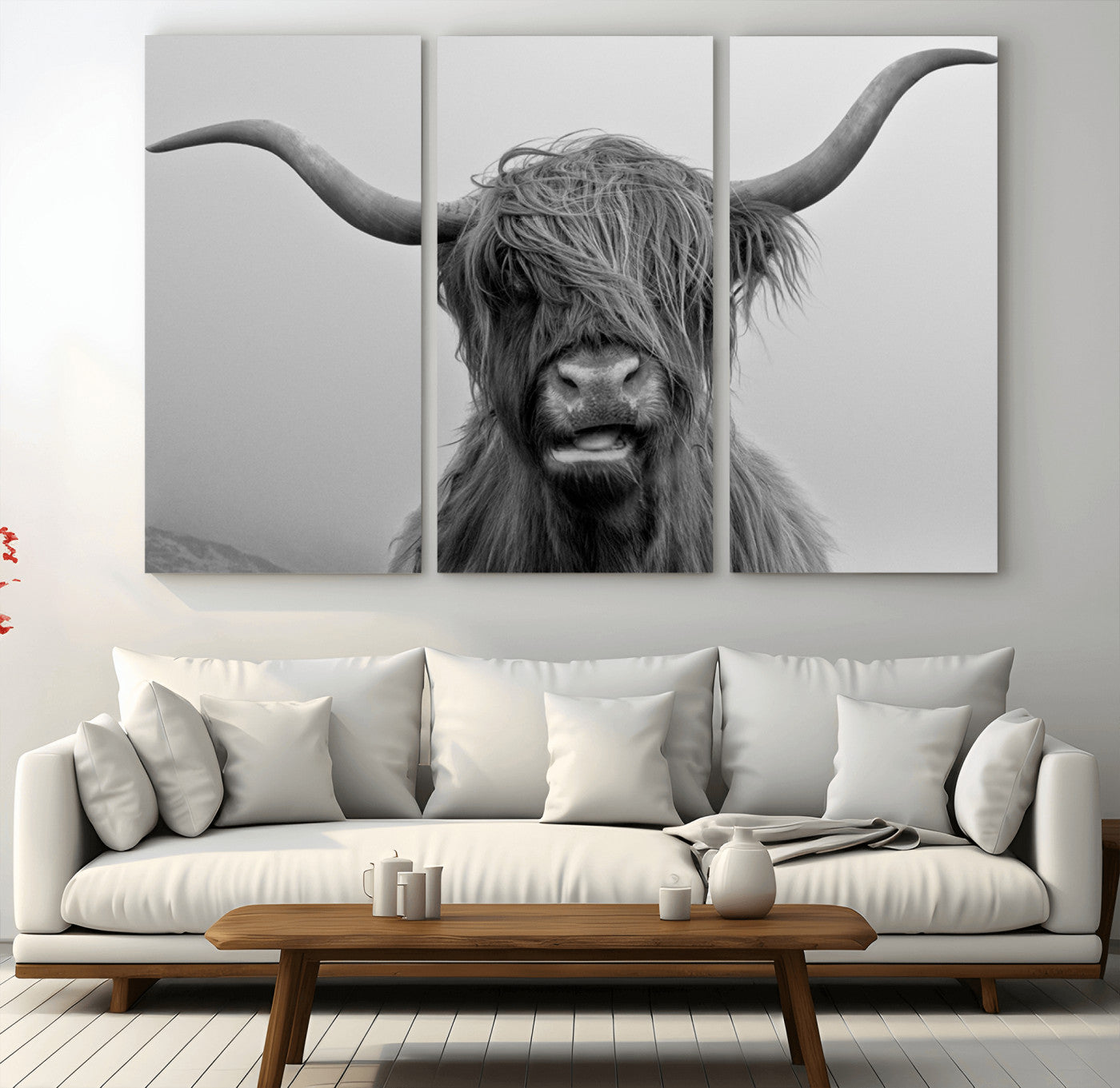 50834-MGV-CV-36X24-Texas Cow Wall Art Canvas, Texas Longhorn Cattle Canvas Print