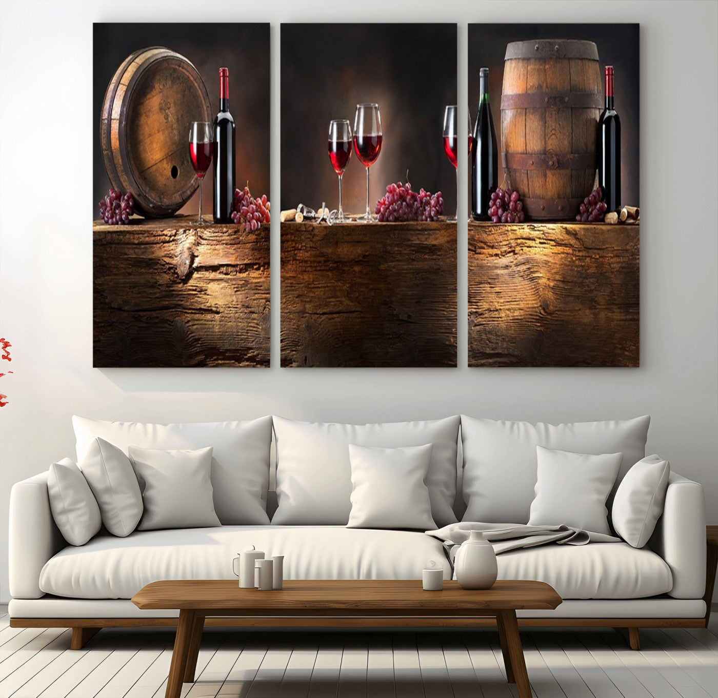 -Wine and Barrels Wall Art Canvas Print