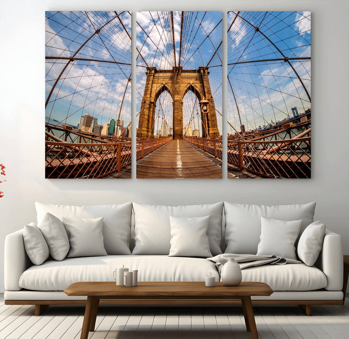 44467-MGV-CV-48X32-3P-Brooklyn Bridge Manhattan Wall Art Canvas Print