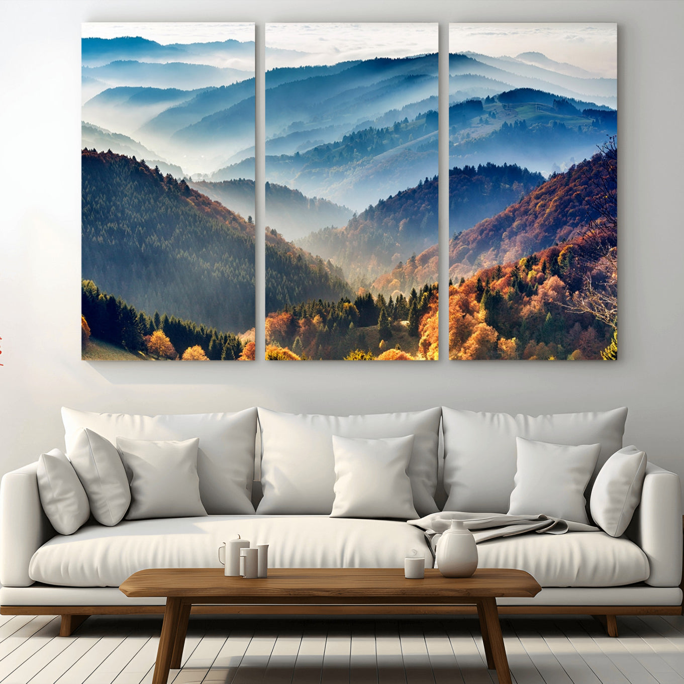 -Mountains Forest Autumn Wall Art Canvas Print