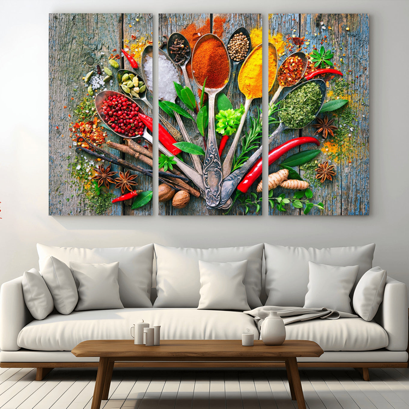 -Kitchen Wall Art Print - Spoonful of Spices Cooking Wall Art Canvas Print - Vibrant Kitchen Decor