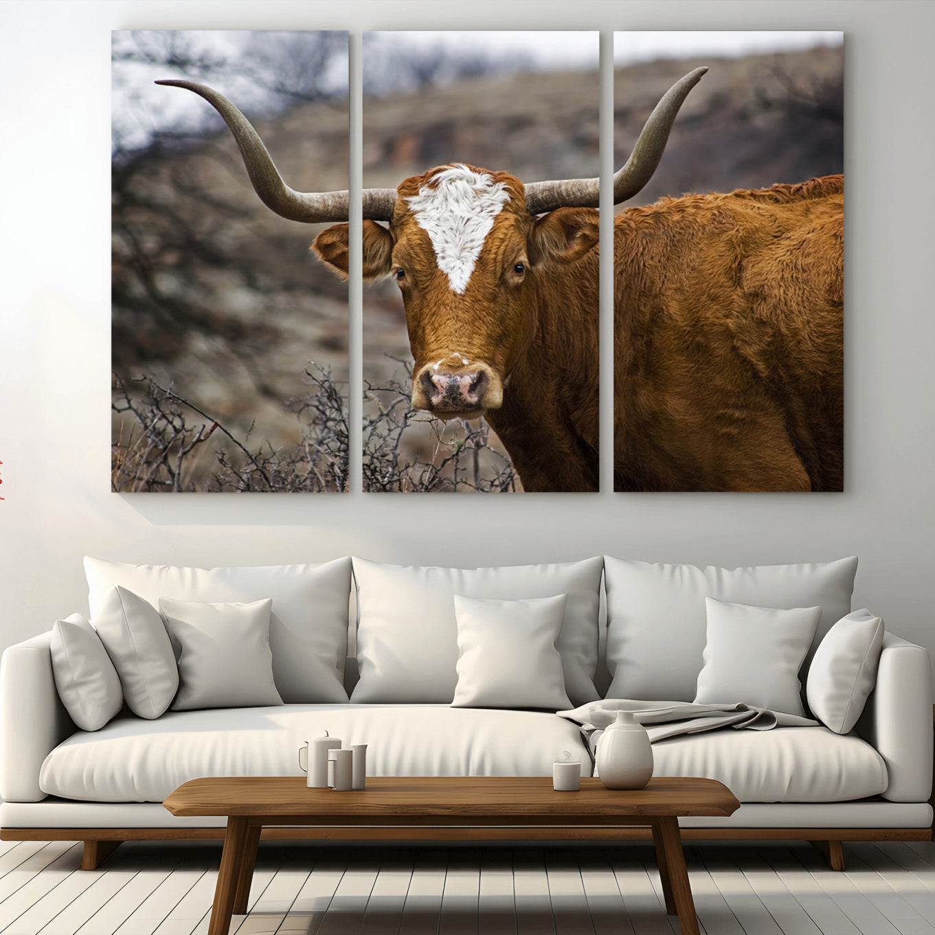 -Framed Big Cow Animal Wall Art Canvas Print