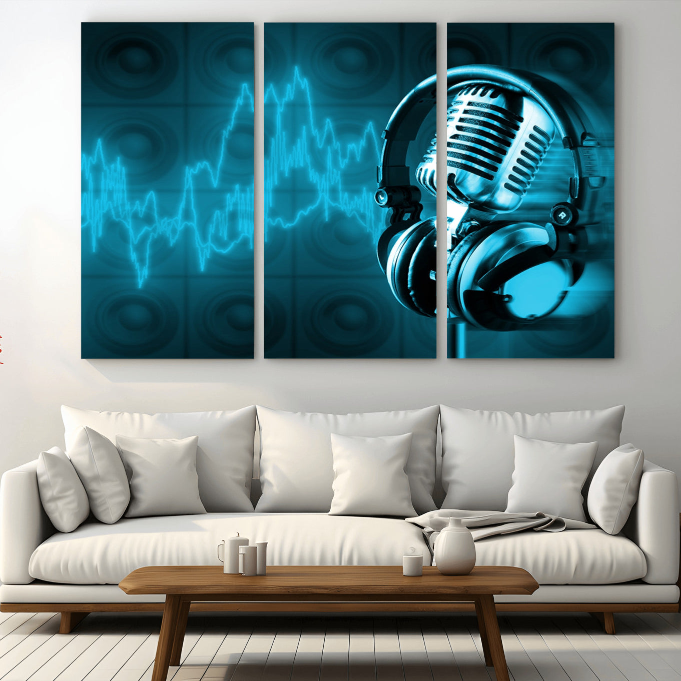 -Music and Microphone Wall Art Canvas Print