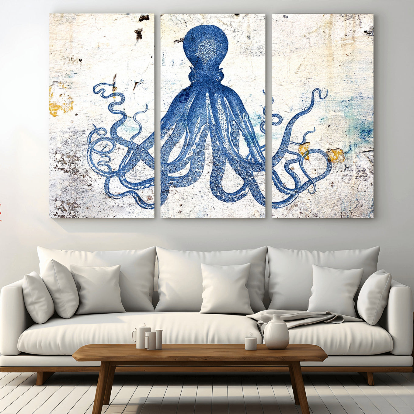 38211-MGV-CV-36X24-Octopus Canvas Wall Art | Coastal Marine Life Artwork for Living Room, Bedroom, or Office |