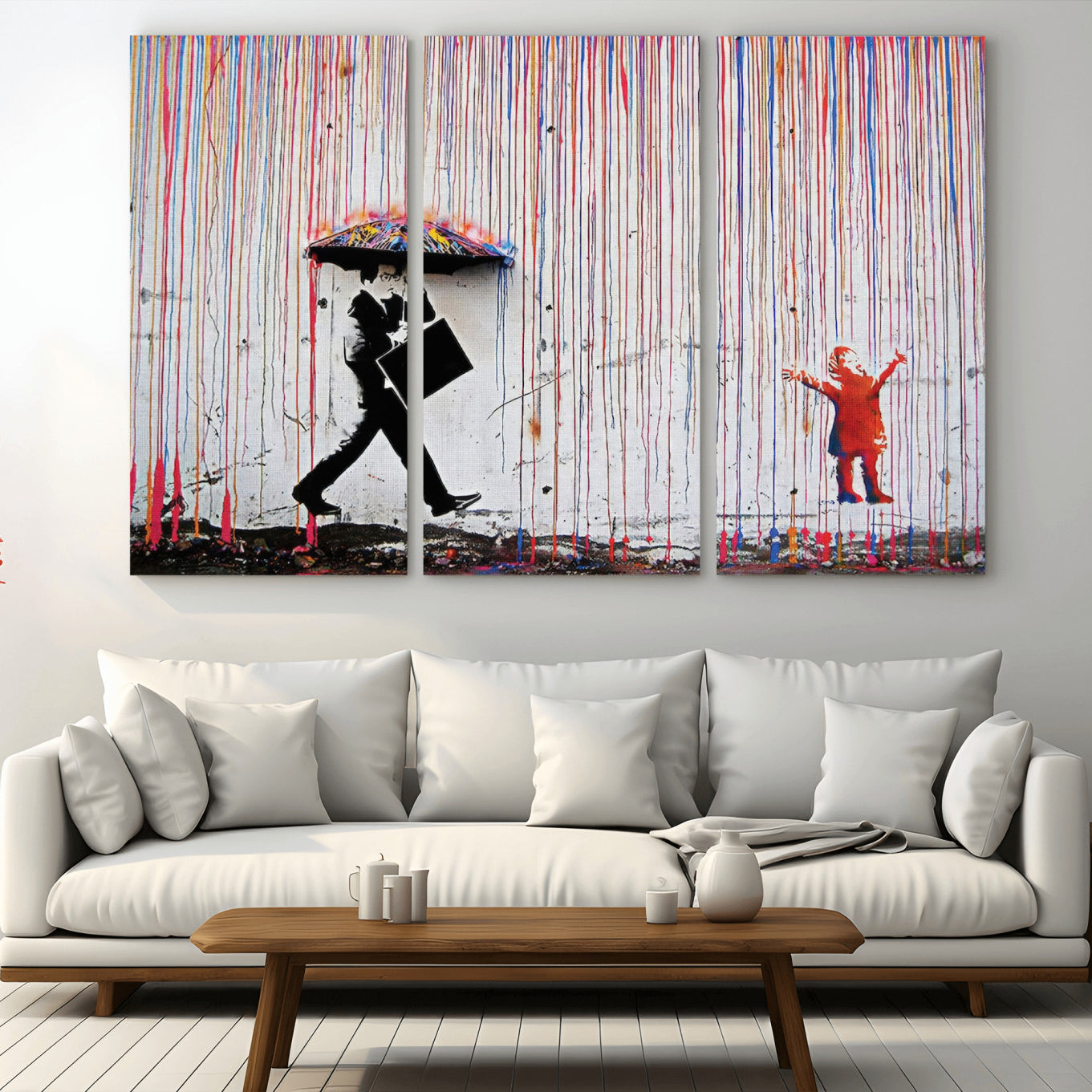 -Banksy Wall Art Canvas Print, Framed Graffiti Art Picture Print, Banksy Urban Graffiti Perfect Modern Decor Artwork