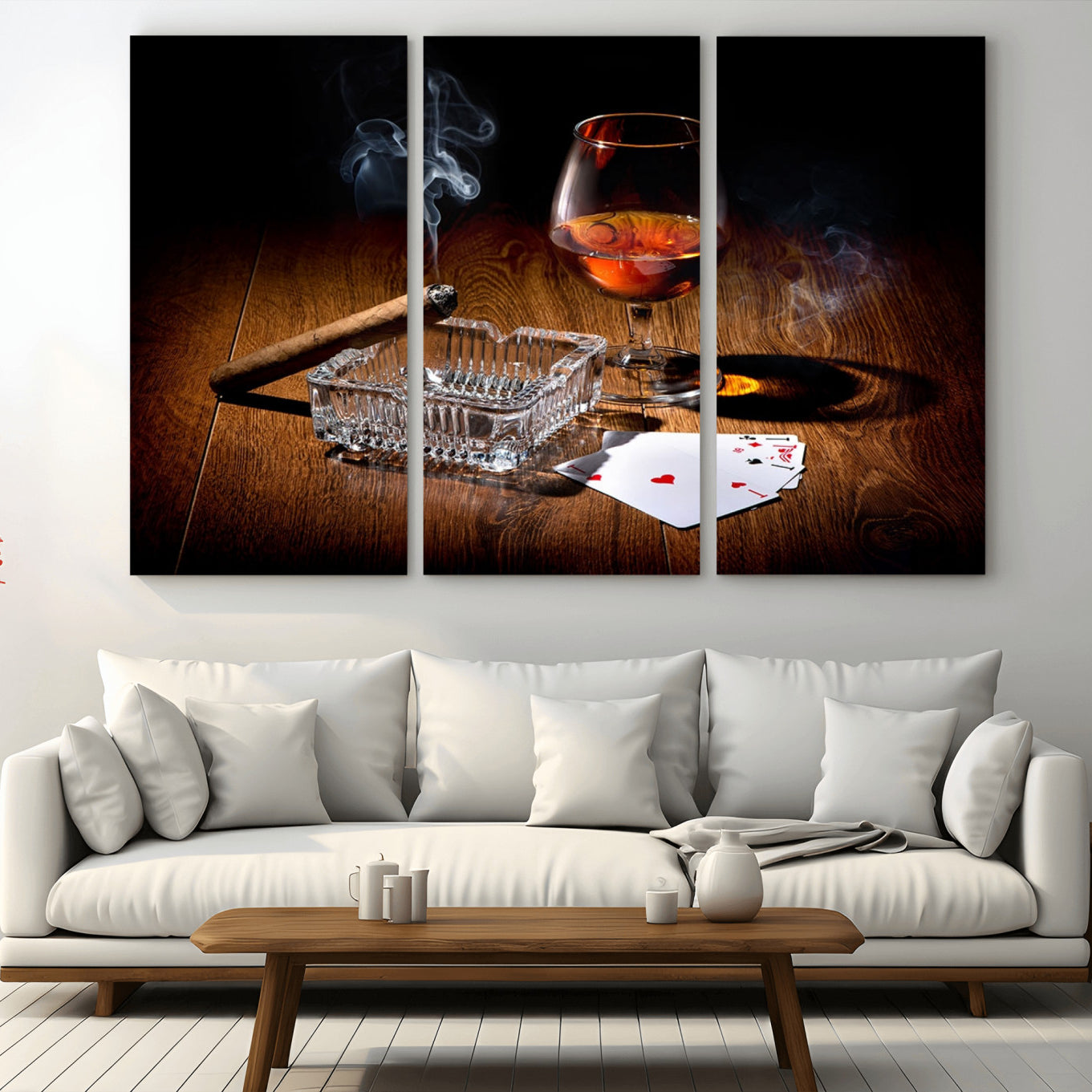 -Whiskey Cigar Wall Art Canvas Print Kitchen Wall